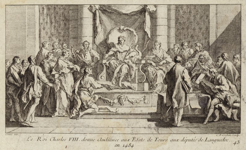 Re Carlo VIII di Francia ascolta i deputati del Languedoc agli Stati Generali di Tours da Charles Nicolas II Cochin