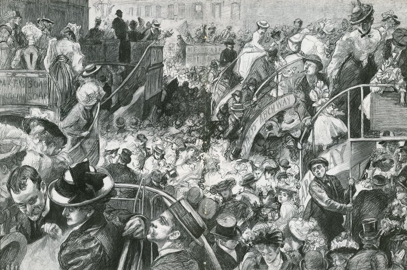 Una popolare località cockney: la folla ai piedi di Highgate Hill durante il Bank Holiday da Charles Paul Renouard