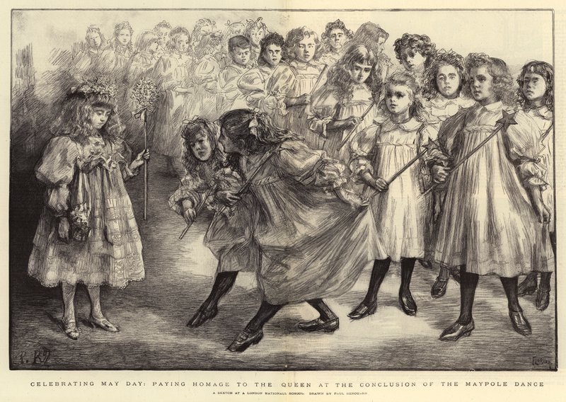 Celebrazione del Primo Maggio, omaggio alla Regina alla conclusione della danza del palo di maggio da Charles Paul Renouard
