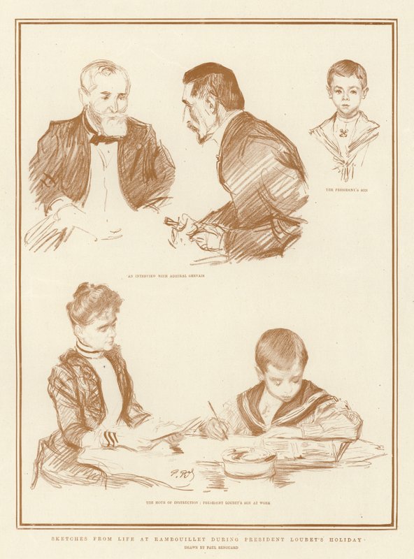 Schizzi dal vivo a Rambouillet durante le vacanze del Presidente Loubet da Charles Paul Renouard