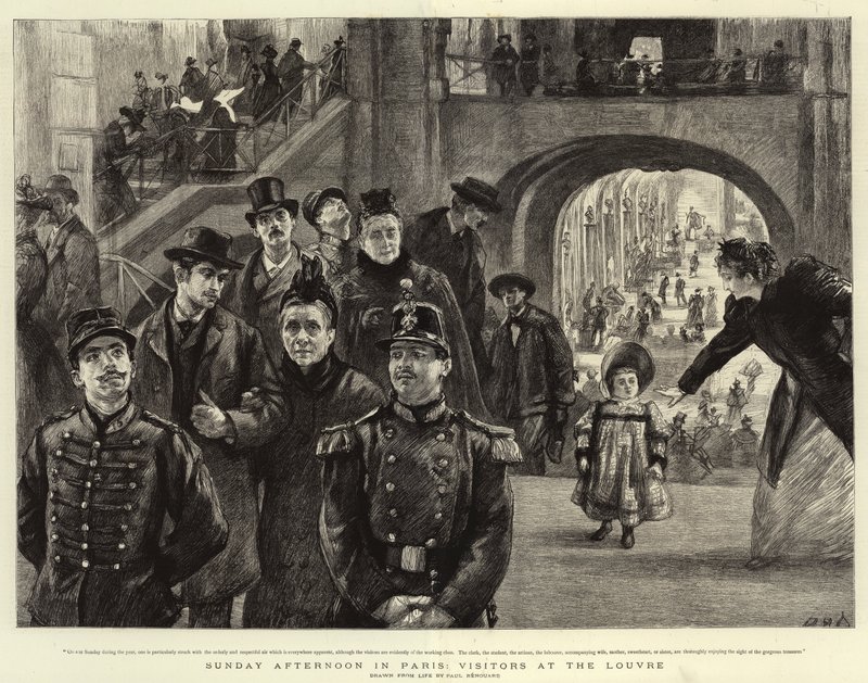 Domenica pomeriggio a Parigi, visitatori al Louvre da Charles Paul Renouard