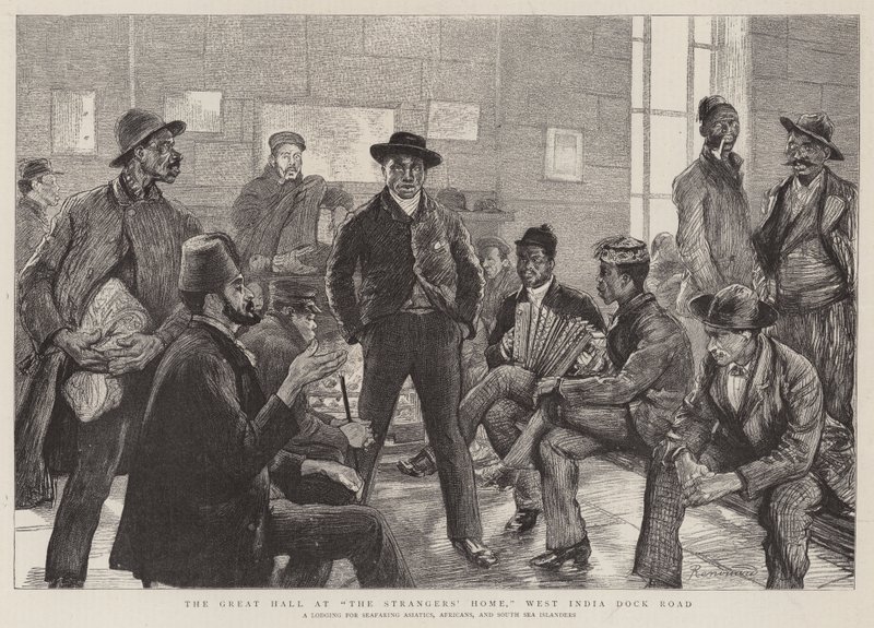 La grande sala alla Casa degli Stranieri, West India Dock Road da Charles Paul Renouard