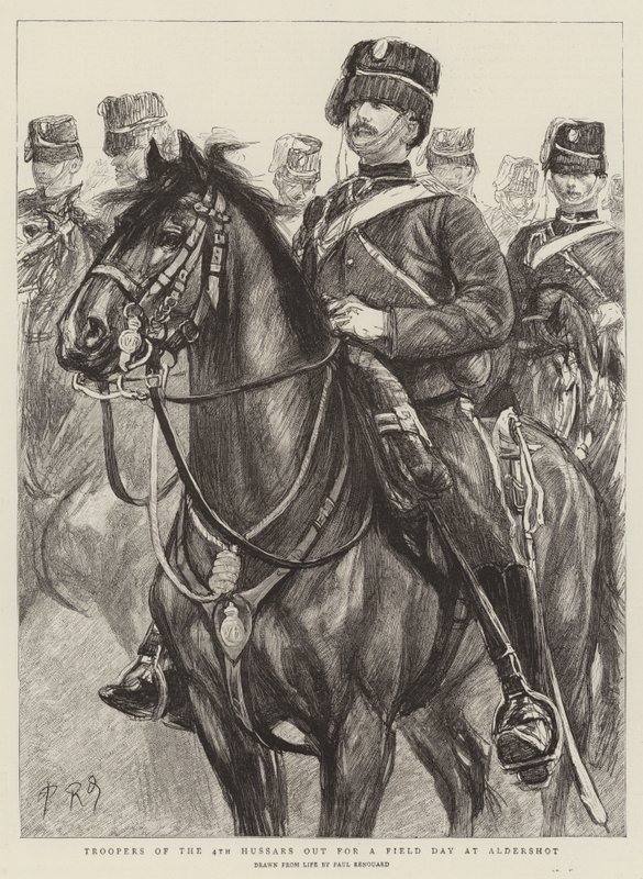 Cavalieri del 4° Ussari in uscita per una giornata di campo ad Aldershot da Charles Paul Renouard