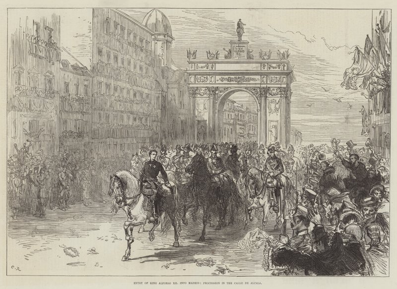 Ingresso del Re Alfonso XII a Madrid, Processione nella Calle de Alcala da Sir John Charles Robinson