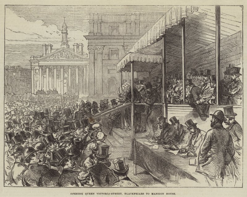 Apertura di Queen Victoria-Street, Blackfriars a Mansion House da Sir John Charles Robinson