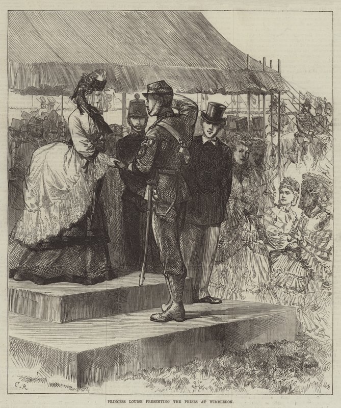 La principessa Louise che presenta i premi a Wimbledon da Sir John Charles Robinson