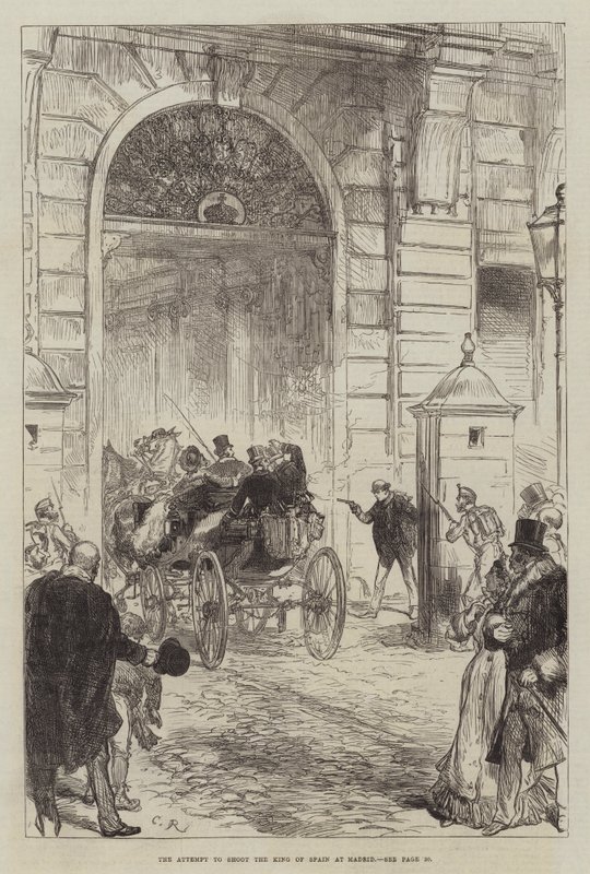 Il tentativo di sparare al re di Spagna a Madrid da Sir John Charles Robinson