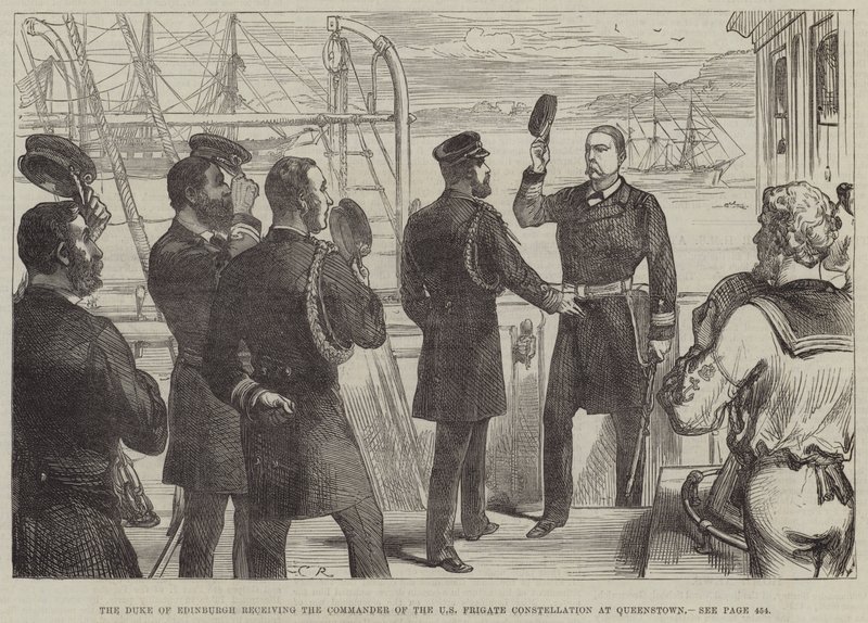 Il Duca di Edimburgo riceve il Comandante della Fregata Statunitense Constellation a Queenstown da Sir John Charles Robinson