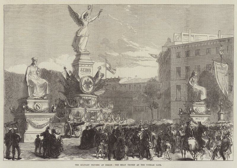 Il trionfo militare a Berlino, il trofeo di Sedan alla Porta di Potsdam da Sir John Charles Robinson