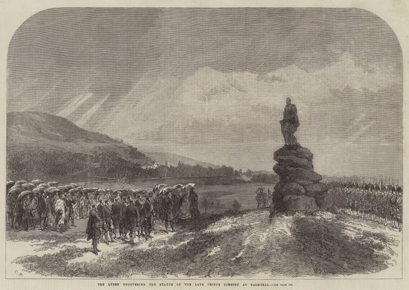 La Regina scopre la statua del defunto Principe Consorte a Balmoral da Sir John Charles Robinson