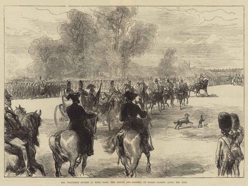 La Revisione dei Volontari a Hyde Park, il Principe e la Principessa del Galles che passano lungo la Linea da Sir John Charles Robinson