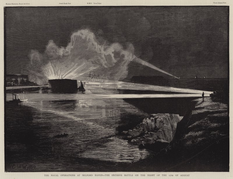 Le operazioni navali a Milford Haven, la battaglia decisiva nella notte del 17 agosto da Charles William Wyllie