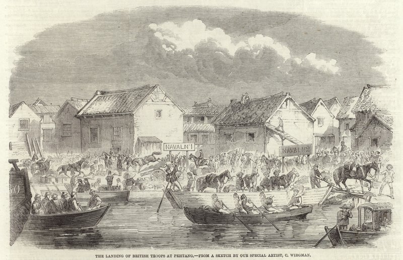 Lo sbarco delle truppe britanniche a Pehtang da Charles Wirgman