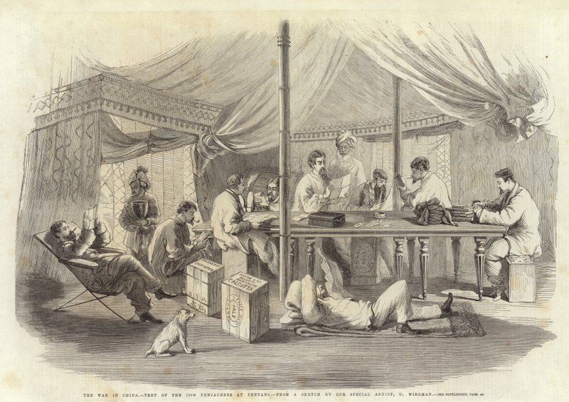 La guerra in Cina - Tenda del 15° Punjaubees a Pehtang da Charles Wirgman