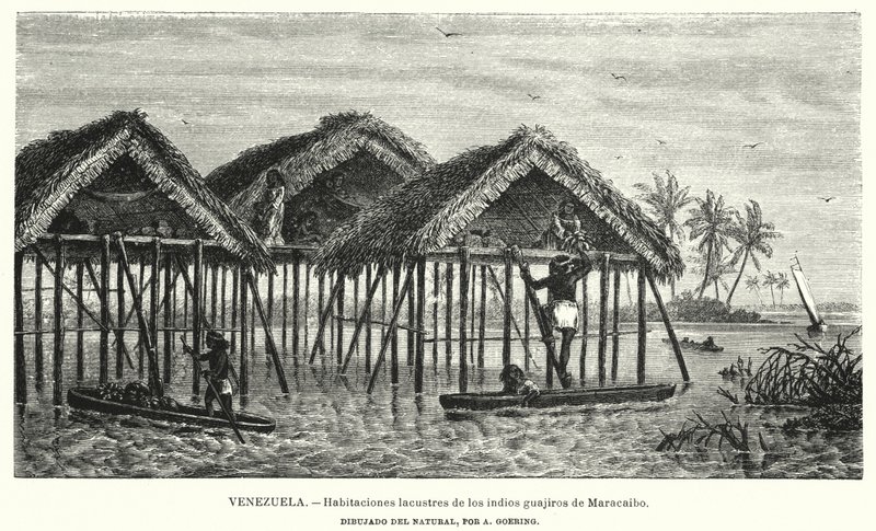 Abitazioni lacustri degli indiani Wayuu (Guajiro), Maracaibo, Venezuela da Christian Anton Goering