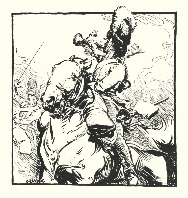 Trombettiere degli Scots Greys, disegno per una pubblicità delle sigarette Greys di Major Drapkin & Co da Christopher (after) Clark