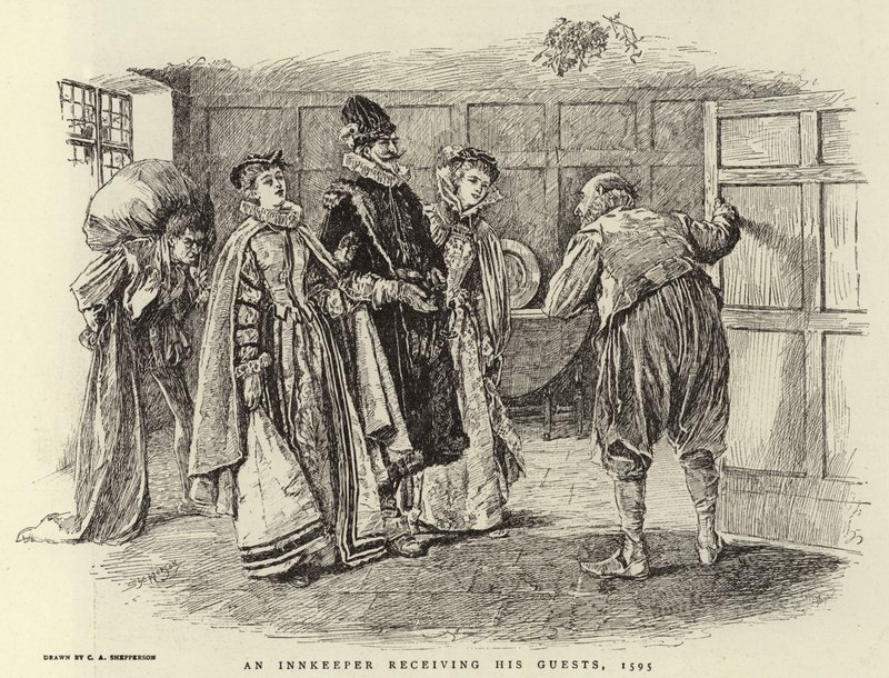 Un locandiere che riceve i suoi ospiti, 1595 da Claude Shepperson