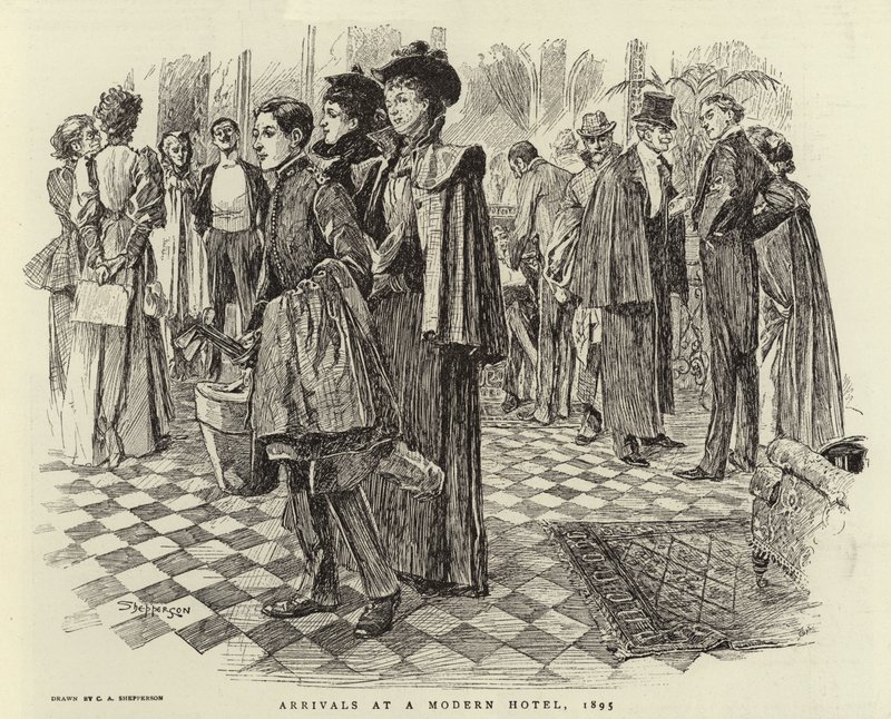 Arrivi in un hotel moderno, 1895 da Claude Shepperson