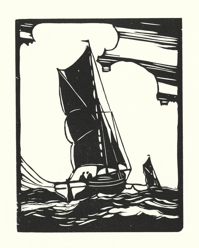 Barche da pesca e chiatte: Leigh Bawley (xilografia) da Cyril A. Wilkinson