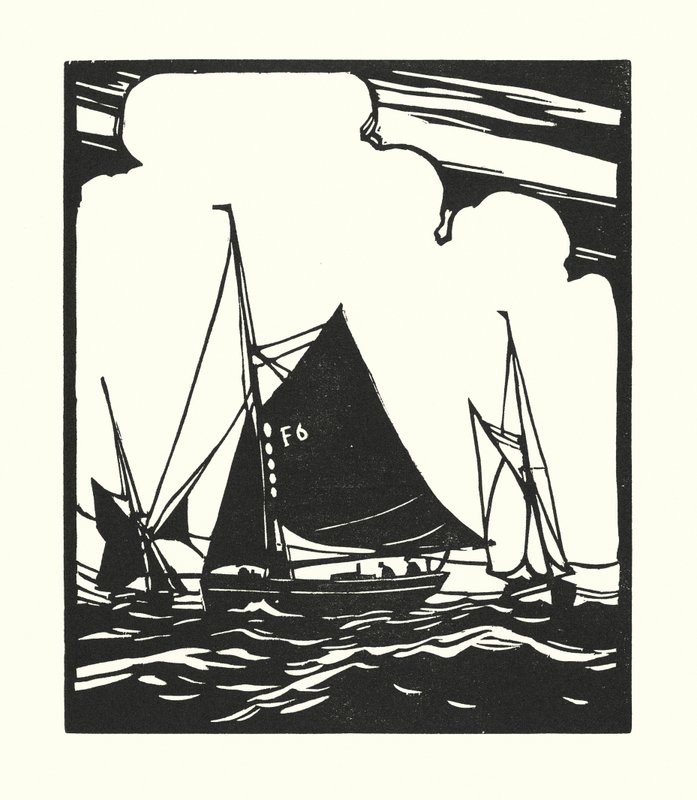 Barche da pesca e chiatte: barca delle ostriche di Whitstable da Cyril A. Wilkinson