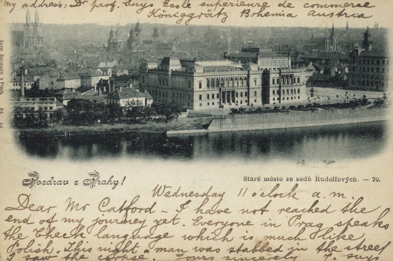 Cartolina raffigurante una vista generale di Praga da Czech Photographer