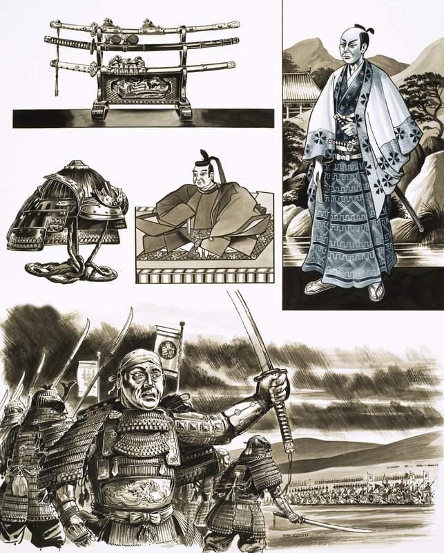 Il mestiere del samurai è la rapina e la violenza (gouache su carta) da Dan Escott