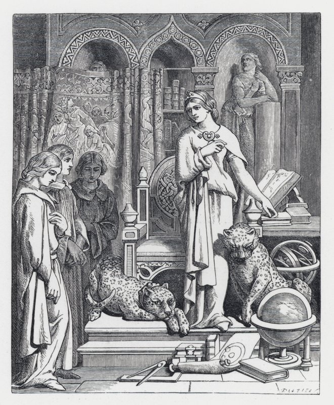 Illustrazione per la poesia di Tennyson, La Principessa da Daniel (after) Maclise