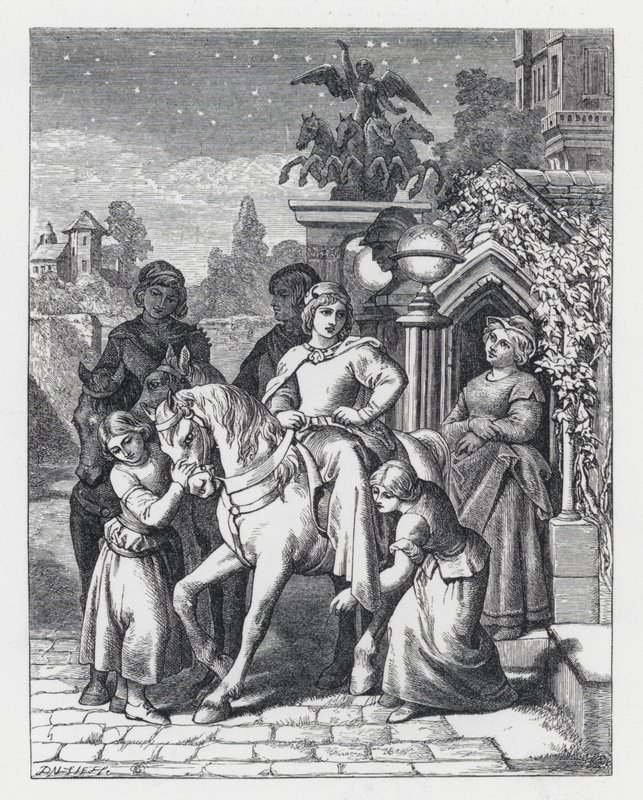 Illustrazione per la poesia di Tennyson, La Principessa da Daniel (after) Maclise