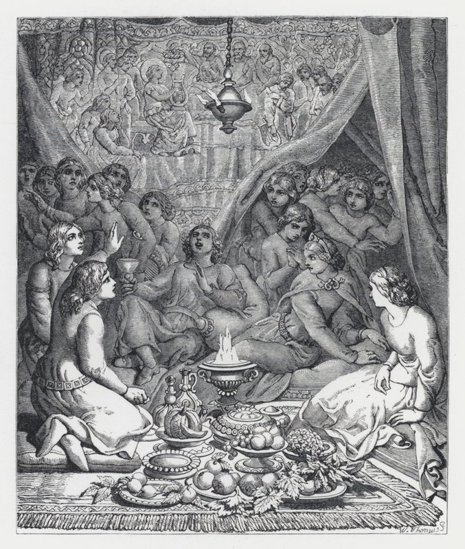 Illustrazione per la poesia di Tennyson, La Principessa da Daniel (after) Maclise
