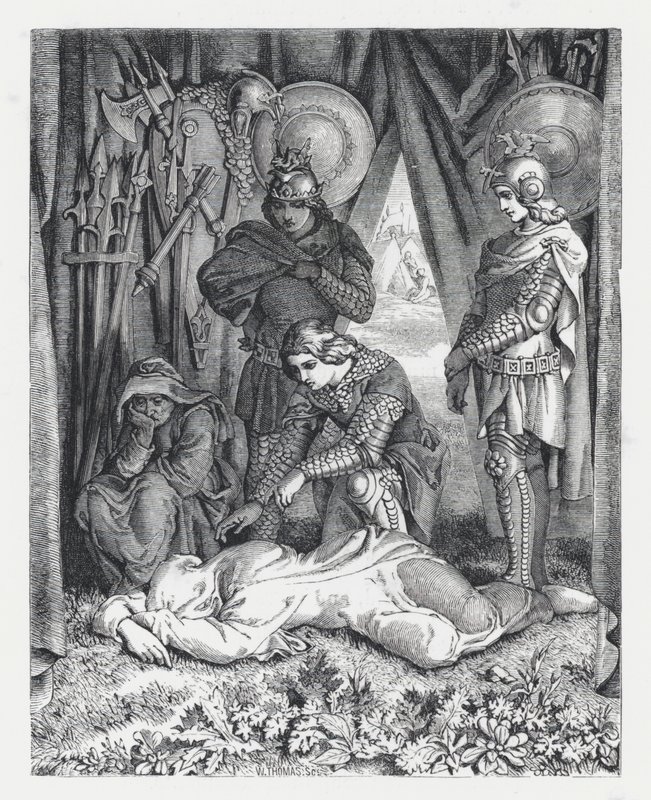 Illustrazione per la poesia di Tennyson, La Principessa da Daniel (after) Maclise