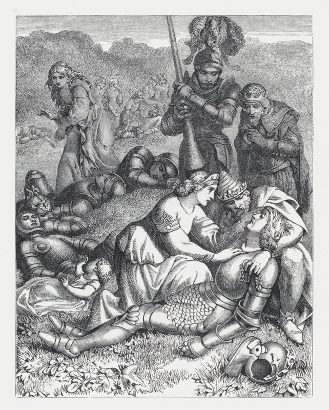 Illustrazione per il poema La Principessa di Tennyson (incisione) da Daniel (after) Maclise