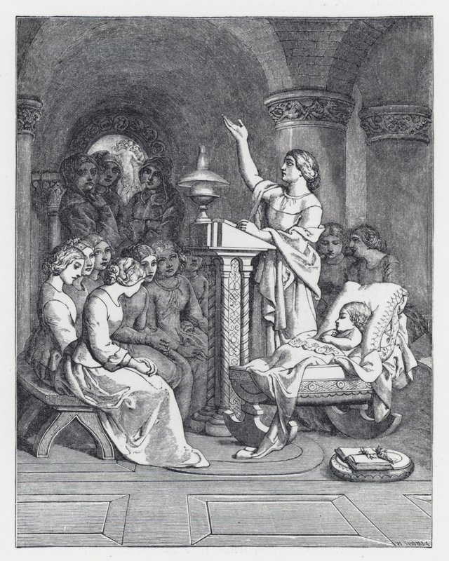 Illustrazione per il poema La Principessa di Tennyson (incisione) da Daniel (after) Maclise