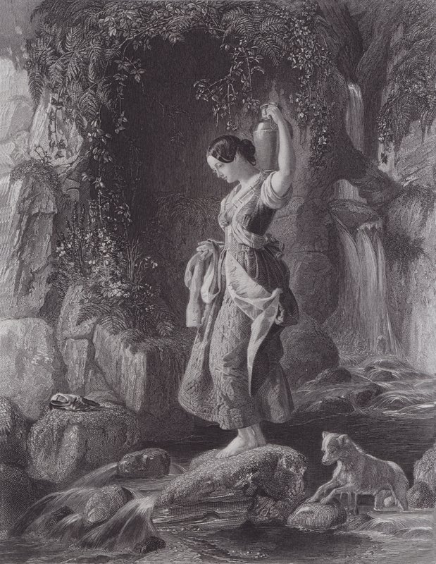 La Ninfa della Cascata (incisione) da Daniel (after) Maclise