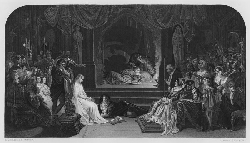 La scena del gioco, Amleto, dal quadro nella Galleria Vernon da Daniel (after) Maclise