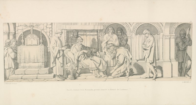 Harold, tornato dalla Normandia, si presenta a Edoardo il Confessore da Daniel Maclise