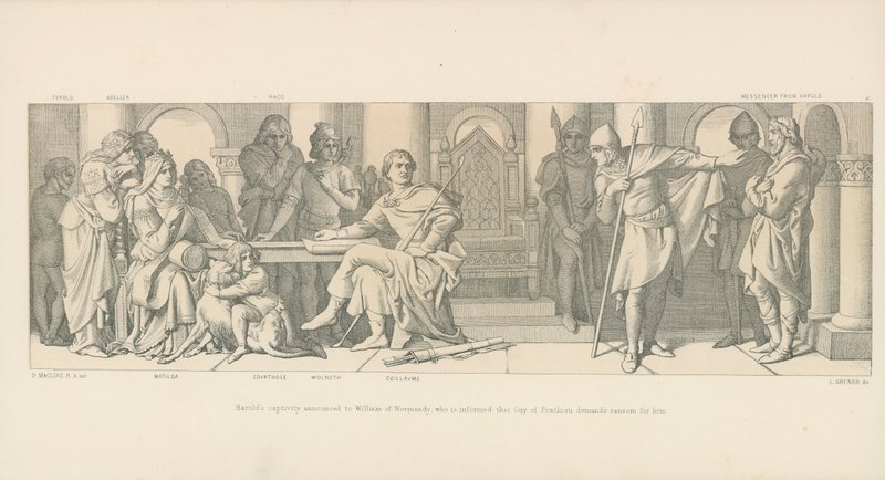 La prigionia di Harold annunciata a Guglielmo di Normandia, che viene informato che Guy di Ponthieu chiede un riscatto per lui da Daniel Maclise
