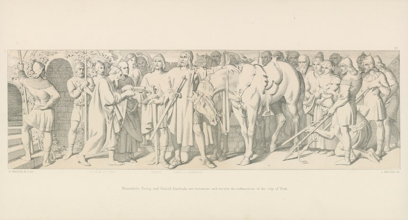 Nel frattempo, Tostig e Harold Hardrada sono vittoriosi e ricevono la sottomissione della città di York da Daniel Maclise