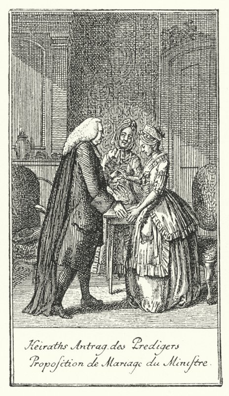 Proposta di matrimonio del clero (incisione) da Daniel Nikolaus (after) Chodowiecki