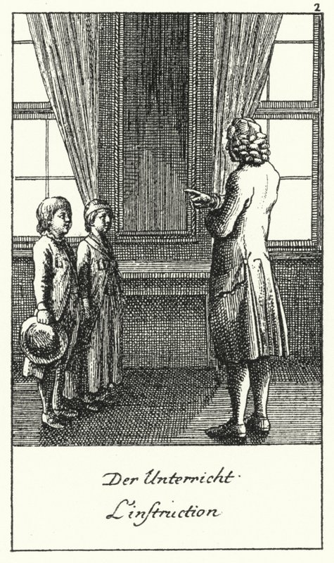 La lezione (incisione) da Daniel Nikolaus (after) Chodowiecki
