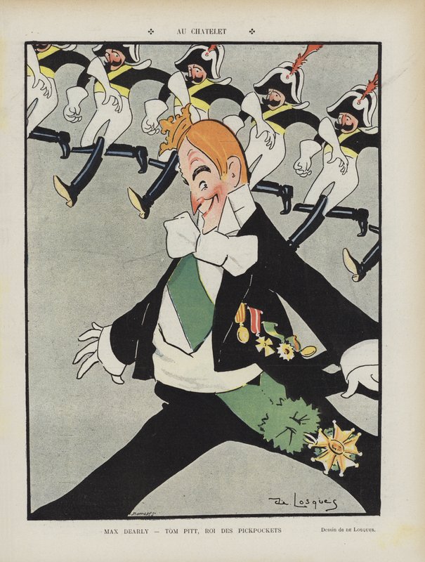 Max Dearly, attore francese. Illustrazione per Le Rire da Daniel de Losques