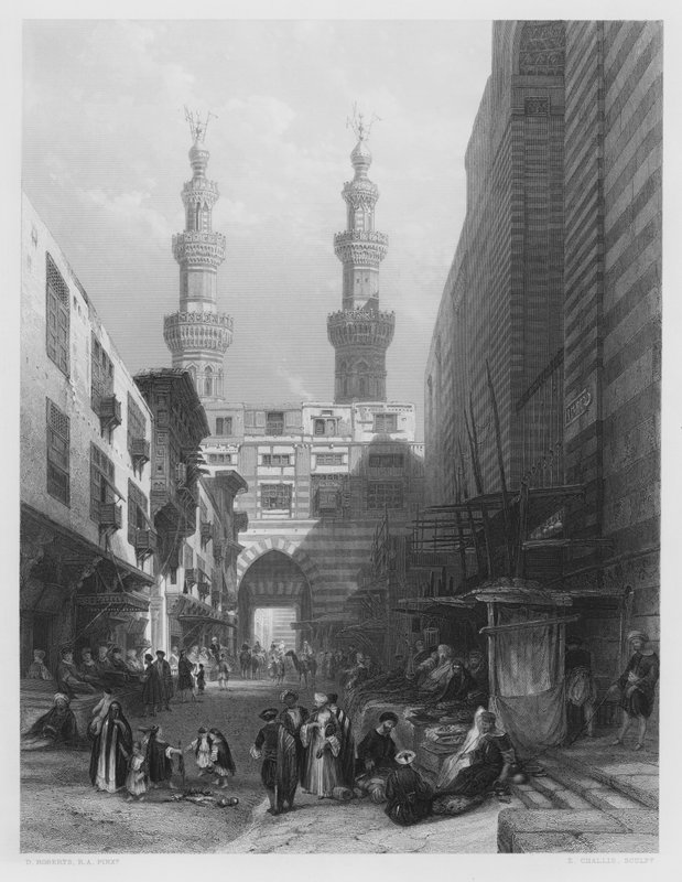 Porta dei Metwaleys, Il Cairo, dal quadro nella collezione reale da David (after) Roberts