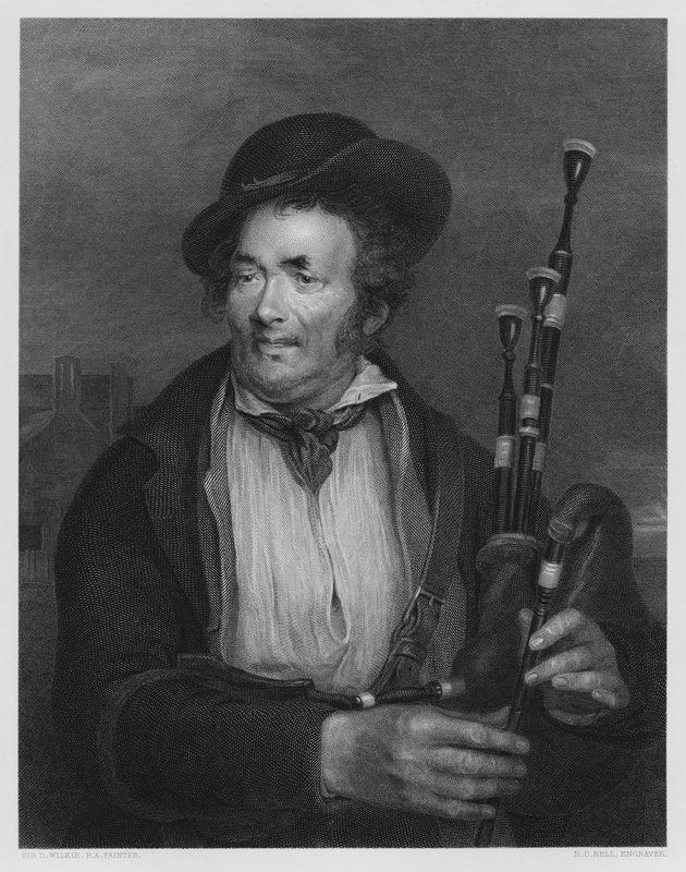 Il suonatore di cornamusa, dal quadro nella Galleria Vernon da David (after) Wilkie