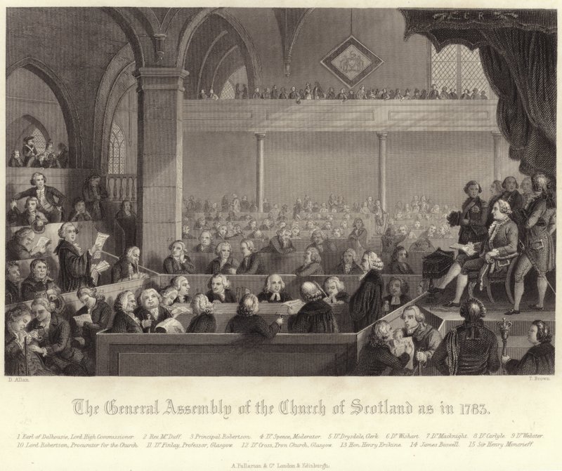 Assemblea Generale della Chiesa di Scozia come nel 1783 da David Allan