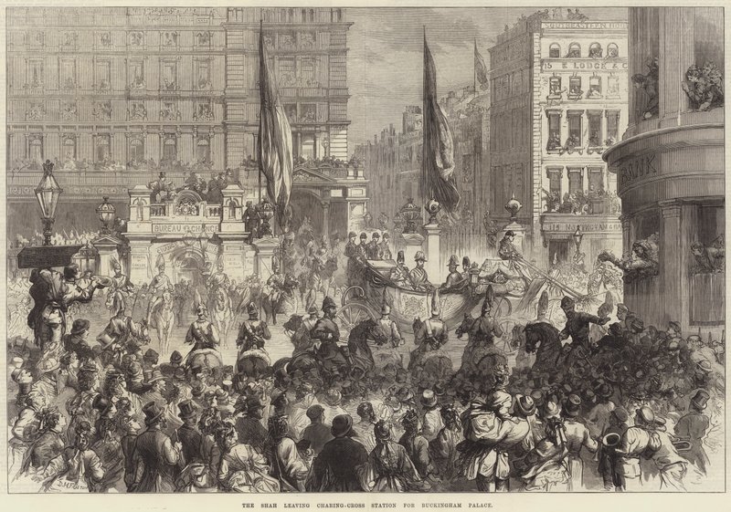 Lo Scià lascia la stazione di Charing-Cross per Buckingham Palace da David Henry Friston