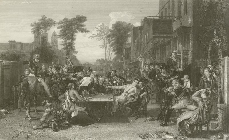 Pensionati di Chelsea che leggono la Gazzetta della Battaglia di Waterloo da David Wilkie