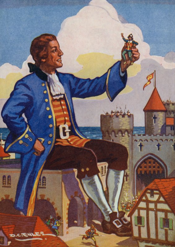 Gulliver e il piccolo popolo (litografia a colori) da Derek Charles Eyles