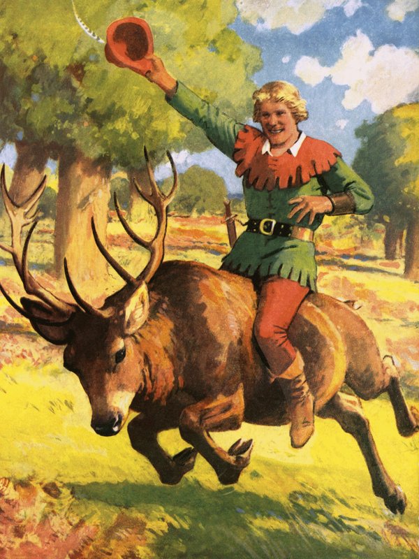 Robin Hood sul dorso di un cervo da Derek Charles Eyles