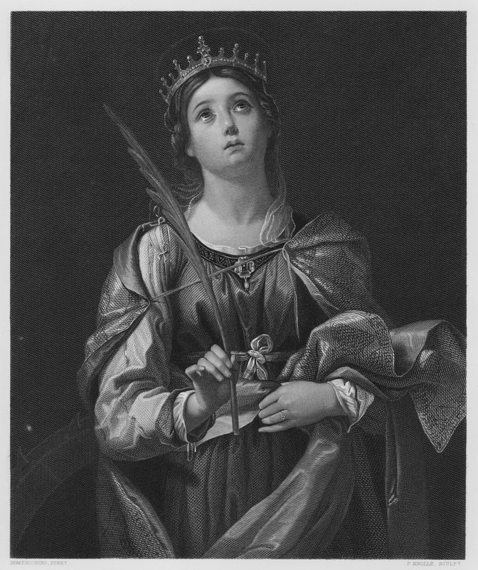 Santa Caterina, dal quadro nella Collezione Reale (incisione) da Domenichino
