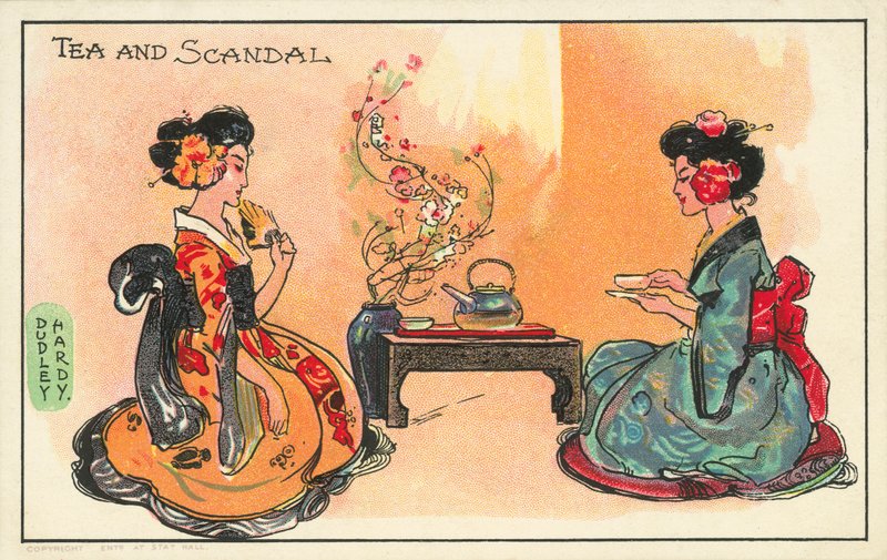 Tè e scandalo: due donne giapponesi che bevono tè da Dudley Hardy