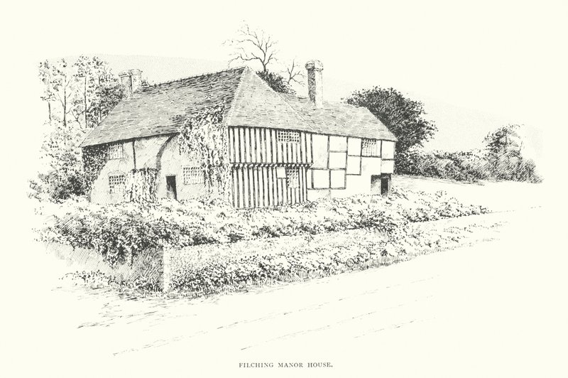 Filching Manor House (litografia) da Duncan Moul